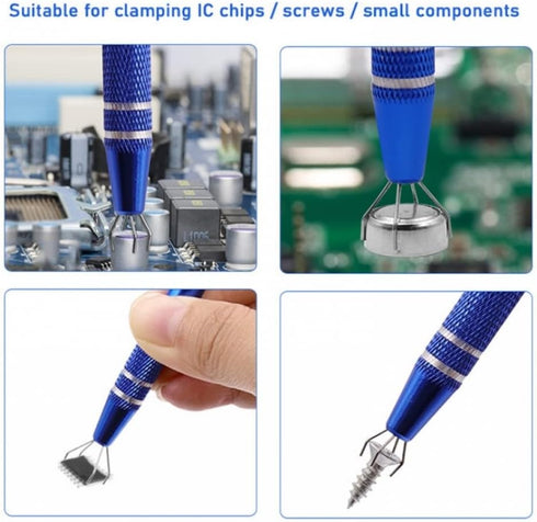 3pcs Stainless Steel Holder Pick Up Claw Tweezers Tool Set Diamond Stone Jewelers Tools Holder for Jewelry Making Craft Claw Self Locking Tweezers...