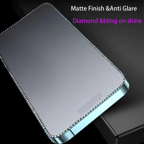 2PCS Glitter Matte Screen Protector suit for iPhone 14 Pro/iPhone 15,Diamond Bling Shiny Sparkling Tempered Glass Suit for iPhone 14 Pro/iPhone 15...
