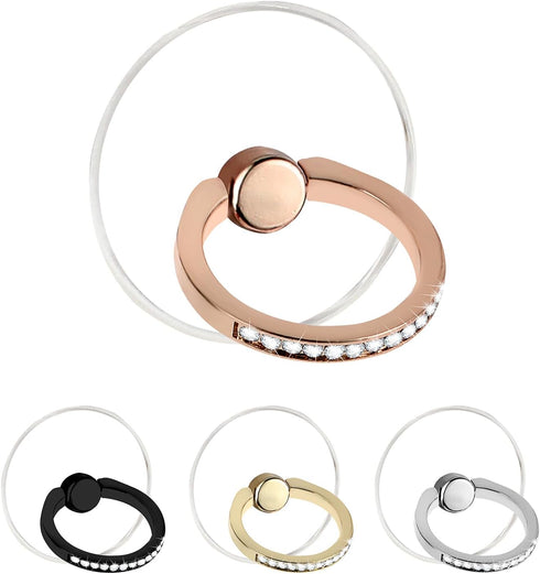 Cell Phone Ring Holder 4 Pack Transparent Ring Holder Diamond Clear Finger Grip 360° Degree Rotation Kickstand Compatible Various Mobile Phones or...