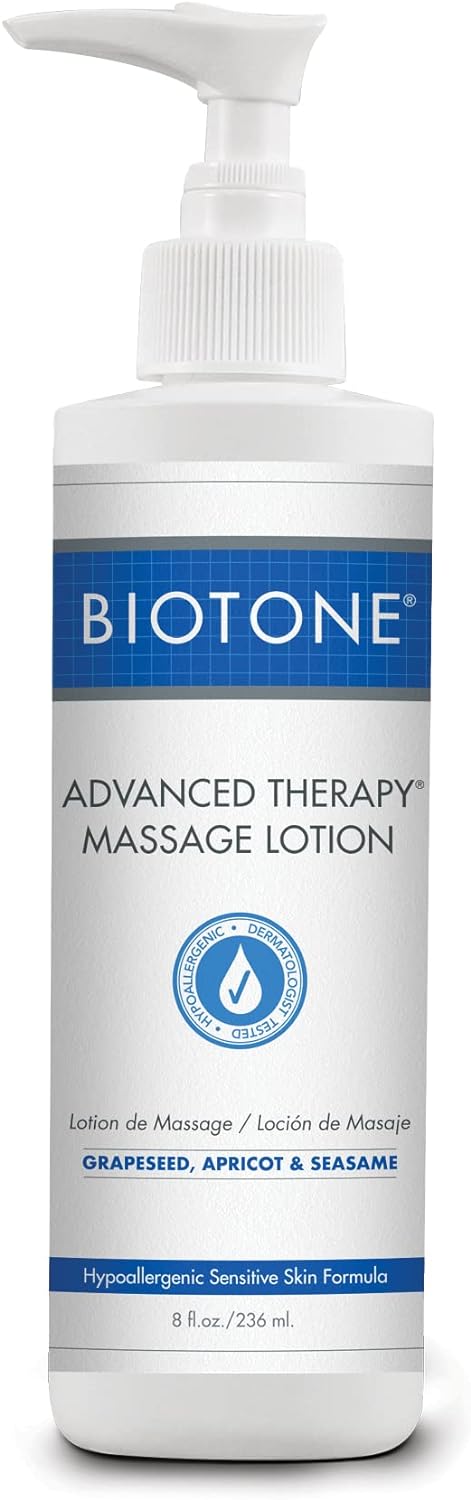 BIOTONE Advanced Therapy Massage Lotion, Hypoallergenic and Fragrance-Free, More Glide and Workability, Absorbs for a Non-Greasy Finish...