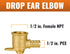 SUNGATOR 4-Pack Pex Drop Ear Elbow 1/2", Pex Fittings 1/2 inch Drop Ear, 1/2" Pex to 1/2" Female NPT, 1/2 inch Pex Shower Head Fittings, No Lead B...
