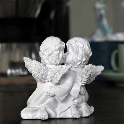 Cherubs Angels Resin Garden Statue Figurine , Adorable Angel Sculpture Memorial Statue, Indoor Outdoor Home Garden Decoration (Kiss Cherub-Right)...