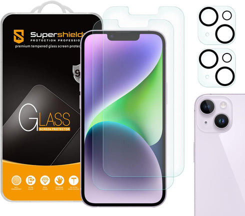 Supershieldz (2 Pack) Anti Glare (Matte) Tempered Glass Screen Protector Designed for iPhone 14 (6.1 inch) + Camera Lens, Anti Fingerprint, Anti S...
