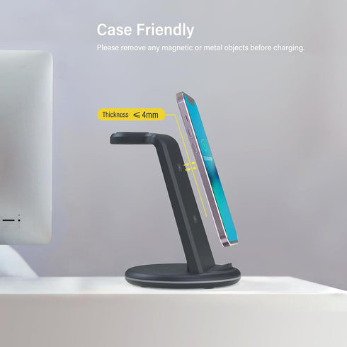 3 in 1 Wireless Charger for iPhone, Fast Charger Stand Dock for Multiple Devices, Wireless Charging Station for iPhone 15/14/13/12/SE/X/XR/XS, iWa...