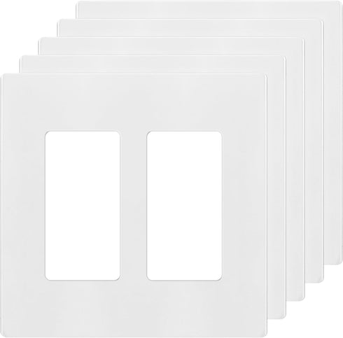 ENERLITES Screwless Decorator Wall Plates Child Safe Outlet Covers, Size 2-Gang 4.68" H x 4.73” L, Unbreakable Polycarbonate Thermoplastic, SI8832...