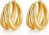 18K Gold Plated Hoop Earrings for Women Double Hoops Huggies Punk Earrings for Tenngirls...