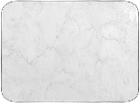 White Marble Dish Drying Mat for Kitchen, Easy Clean Dishwasher Safe Heat Resistant Eco-Friendly Countertop Mat, Christmas Decor 18 X 24 inches...