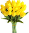 Mandy's Artificial Tulips 20 Stems Yellow PU Faux Flowers for Wedding Home Decor 13.5 Inch...