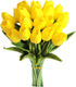 Mandy's Artificial Tulips 20 Stems Yellow PU Faux Flowers for Wedding Home Decor 13.5 Inch...