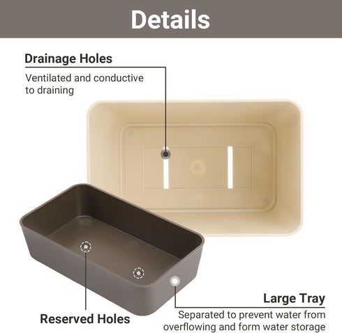 Planter Pot with Drainage, 1 Pack 6x3.8 Inch Herb Indoor Window Box with Tray, Modern Plastic Plant Flower Succulent Cactus Container for Windowsi...