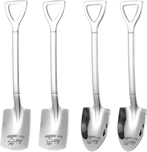 4 Pcs Stainless Steel His and Hers Ice Cream Spoons, Metal Shovel Spoons Couple Gift, Tea Dessert Spoon, Table Spoons Silverware for Coffee Fruit ...