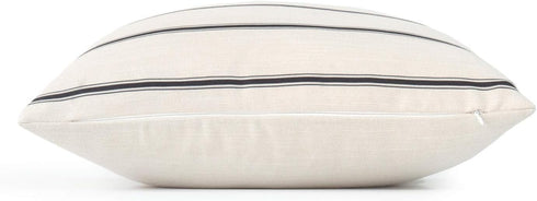 Hofdeco Mid Century Neutral Decorative Pillow Cover ONLY, Black Beige Stripes, 18"x18"...