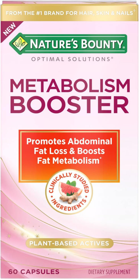 Nature’s Bounty Metabolism Booster Supplement, Boosts Fat Metabolism, Promotes Abdominal Fat Loss, with Citrus Extracts and Black Ginger, 60 Capsu...