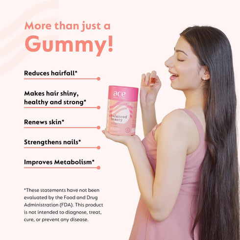 Balanced Beauty Biotin Gummies for Healthy Hair Skin & Nails, Helps Reduce Hairfall, Hair Growth Vitamins with Clinically Proven Keranat, Biotin &...