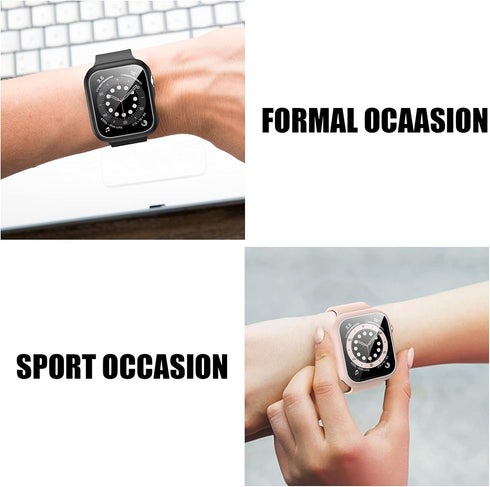 14 Pack Apple Watch Case with Tempered Glass Screen Protector for Apple Watch SE 40mm Series 6/5/4,Anotch Full Coverage Hard PC Protective Cover H...