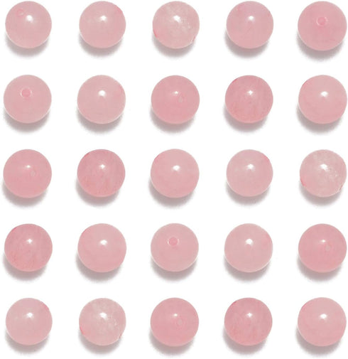 NCB 200PCS 8mm Natura Pink Rose Quartz Gemstone Round Spacer Loose Beads for Jewelry Making with Crystal Stretch Cord (Rose Quartz, 8mm 200Beads)...