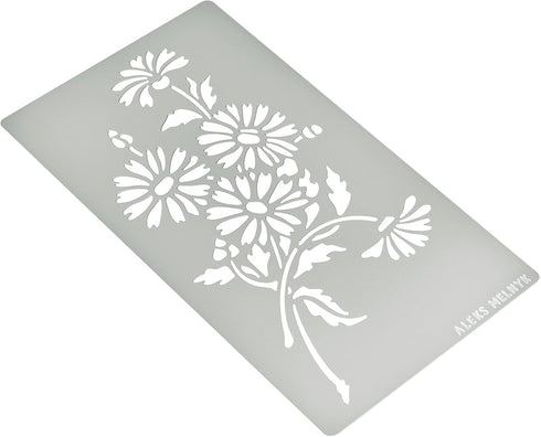 Aleks Melnyk No.275 Metal Stencil, Daisy Flower, Leaf Blossom, Bouquet of Daisies, Small Stencil, 1 PC, Template for Wood Burning, Engraving, Craf...