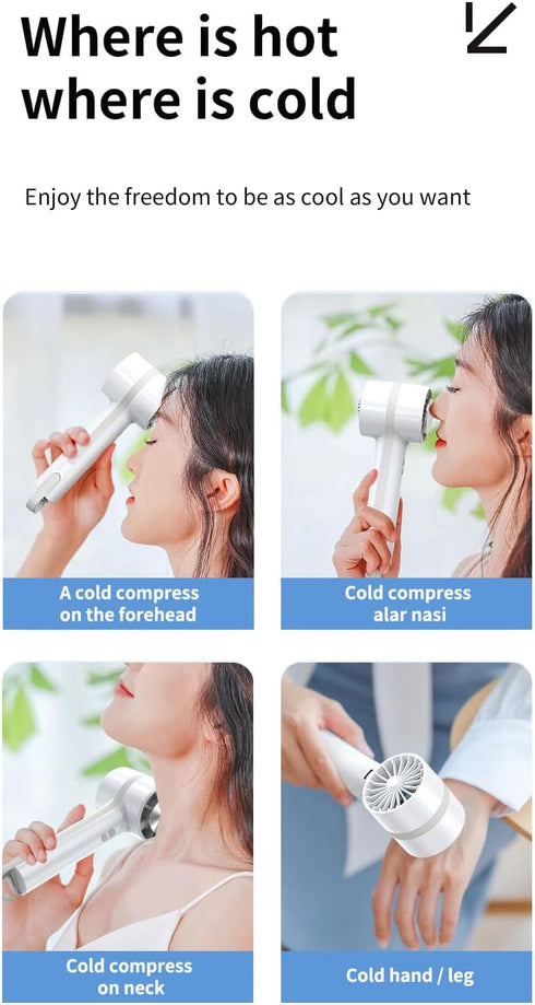 Portable Handheld mini fan, ice cooling fan, 3 IN 1 - Easy to use, desk fan, make up fan, travel and outdoor fan, small pocket fan, summer gift fo...