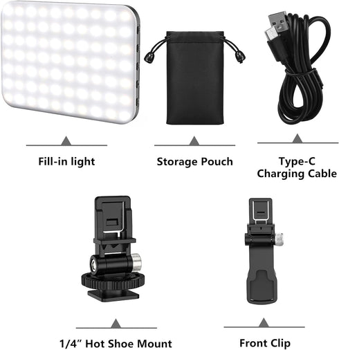 LED Camera Light Video Lights Portable Photography Lighting 60 LED 2200mAh Rechargeable Selfie Light 7 Modes, 10-Level Brightness, Portable Clip o...