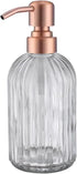 Rose Gold Glass Soap Dispenser with Rust Proof Metal Pump,16oz Vintage Soap Dispenser,Clear Glass Dish Soap Dispenser for Bathroom,Copper Kitchen ...