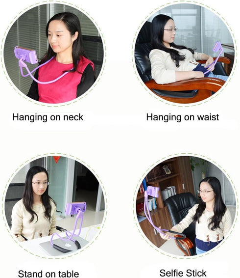 Lazy Cell Phone Holder - Universal Phone Holder to Wear Around Neck Lazy Bracket Free Rotating Smart Mobile Phone Mount Stand...