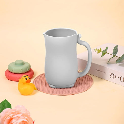 Baby Bath Rinse Cup, Silicone Rinse Shampoo Rinser Baby Hair Rinse Cup with Easy-to-grip Handle to Rinse Soap & Shampoo for Baby Bath Essentials(S...