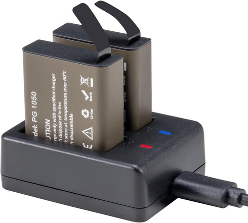 AKASO 2 x 1050mAh Rechargeable Action Camera Battery with USB Dual Charger for AKASO EK7000/EK7000 Pro/Brave 4 Action Camera...
