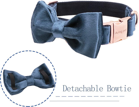ARING PET Bowtie Dog Collar-Velvet Dog Collars with Removable Bowtie, Cute & Comfortable Dog Collar....