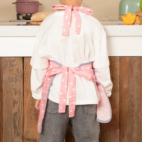 NEOVIVA Kids Apron and Kids Oven Mitts Set for Play Kitchen, Cute Polka Dots Toddler Kitchen Linen Set for Christmas Gift...