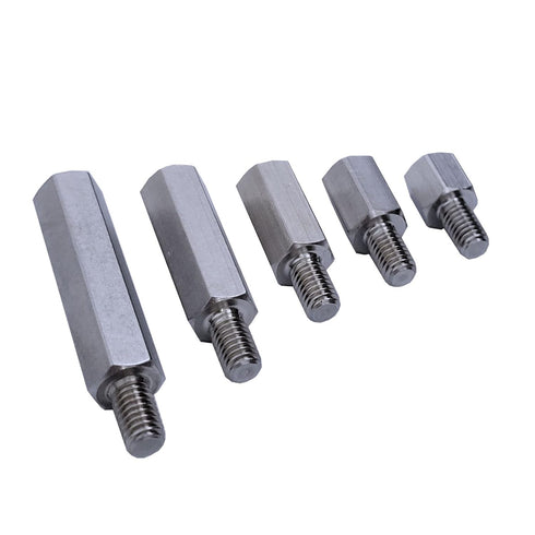 10 Pcs Stainless Steel Single Head Stud Hex Standoff Spacers Male to Female Thread 10mm 15mm 20mm 30mm 40mm M6 x M6 for PCB Hexagonal Fasteners Ha...