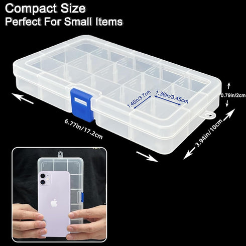 DUOFIRE Plastic Organizer Container Storage Box Adjustable Divider Removable Grid Compartment for Jewelry Beads Earring Container Tool Fishing Hoo...