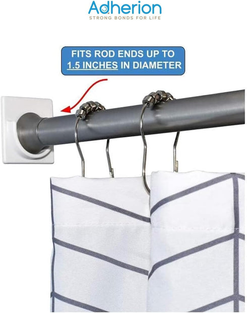 Adhesive Shower Curtain Rod Holder | Rod Retainer | No Drilling | Stick On | 3M Adhesive | Cream | 2 Pack | Shower Curtain Rod Not Included |...
