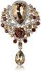 Women's Crystal Silver-Tone Bouquet Flower Teardrop Large Gorgeous Bouquet Brooch Pin (coffee)...