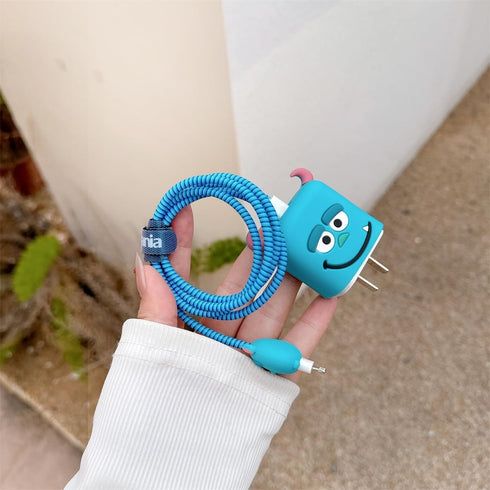 Cute Cartoon Charger Protector Case - Compatible for iPhone 18W 20W USB-C Power Adapter and Lightning Cable (08)...