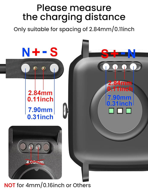 E ECSEM Charger Intended for Bassizo K55/LIGE K55/EIGIIS K55, Magnetic Charging Cable Cord for EIGIIS/Bassizo/LIGE K55 Smartwatch Accessories Blac...