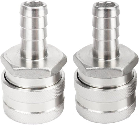 2 Pack 1/2" Barb Female Stainless Steel Quick Disconnect Home Brew Fitting Connector Homebrewing...
