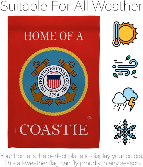 Breeze Decor Home of Coastie Garden Flag Armed Forces Coast Guard USCG Semper Paratus United State American Military Veteran Retire Official House...
