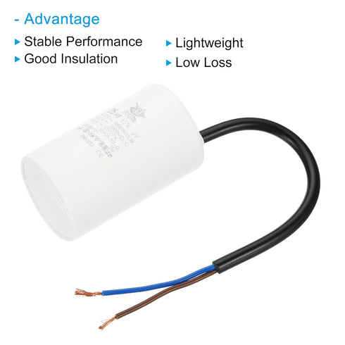 PATIKIL CBB60 25uf Running Capacitor,2Pcs AC 450V 2 Wires 50/60Hz Cylinder 72x44mm for Water Pumps, Washing Machines Motor Start...