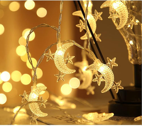 Fielegen 40 LED Moon String Lights Battery Operated 20ft Moon Mini Star Fairy Lights for Patio Garden,Wedding Garden Decoration,Party Festival Lig...