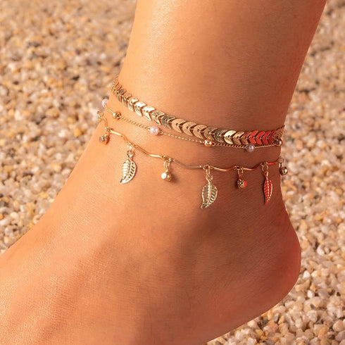3Pcs Anklet Bracelets for Women Adjustable Boho Beach Crystal Gold Layered Beach Anklet Set Girls Cuban Link Foot Chain Jewelry Gifts...