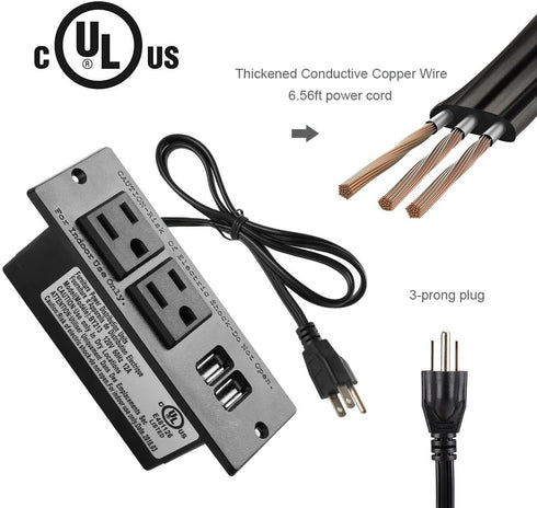 Conference Recessed Power Strip Socket with USB Ports,Table Power Strip,Desktop Charging Station with 2-Outlets and 2 USB Ports...