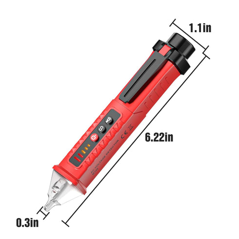 Voltage Tester HS-3201 Red,Non Contact Voltage Tester AC, Multi-Function Electricity Detector Pen 90V-1000V with LED Flashlight Buzzer Alarm Wire ...