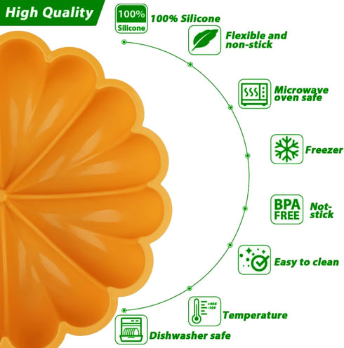 Silicone Bundt Cake Pan - 2 Pack 9 Inch Yellow Large Pumpkin Shaped Silicone Mold, Non-stick Food Grade Easy To Release Cake Mold For Bundt Cake, ...