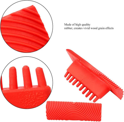 Wood Grain Effect Painting Tool, 2Pcs Rubber Graining Tool Cylinder Wood Pattern Wall Paint Brush Painting Tool Wall Decoration DIY Household Wall...