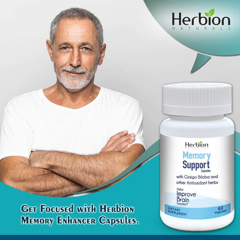 Herbion Naturals Memory Support Capsules – helps improve Brain Function & Absent Mindedness, Fatigue, Soothes Stress & Improves Mood - for Adults ...