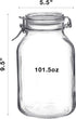 Bormioli Rocco Fido Wide Mouth Glass Jar with Airtight Gasket Clamp Lid for Canning and Food Storage, Clear Top, 101.5 oz....