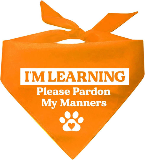 I’m Learning Please Pardon My Manners Dog Bandana (Assorted Colors)...
