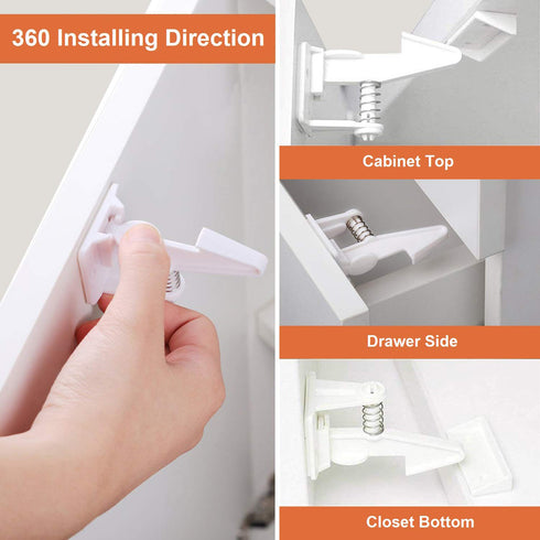 Cabinet Locks Child Safety Latches - OKEFAN 12 Pack Baby Proofing Cabinets Drawer Lock Adhesive Latch for Kids Proof Drawers No Drilling Tools Nee...