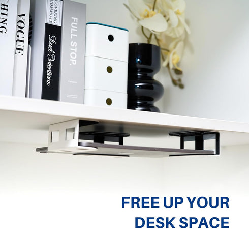 Under Desk Laptop Storage Mount, Metal Under Desk Laptop Holder, for Devices Thickness 1.37" for MacBook,Laptop,Mini,Keyboard,Router,with Anti-Scr...