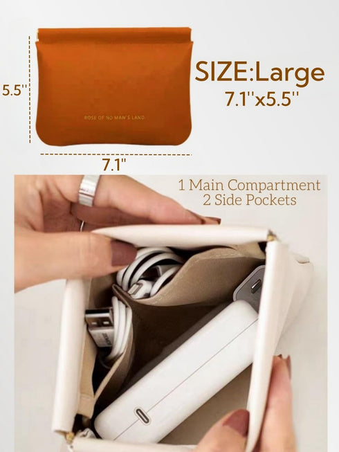 Cosmetic Bags for Women Small Makeup Bag for Purse Pu Leather Makeup Pouch Travel Makeup Bag with Zipper Make Up Bag for Travelling (Brown)...